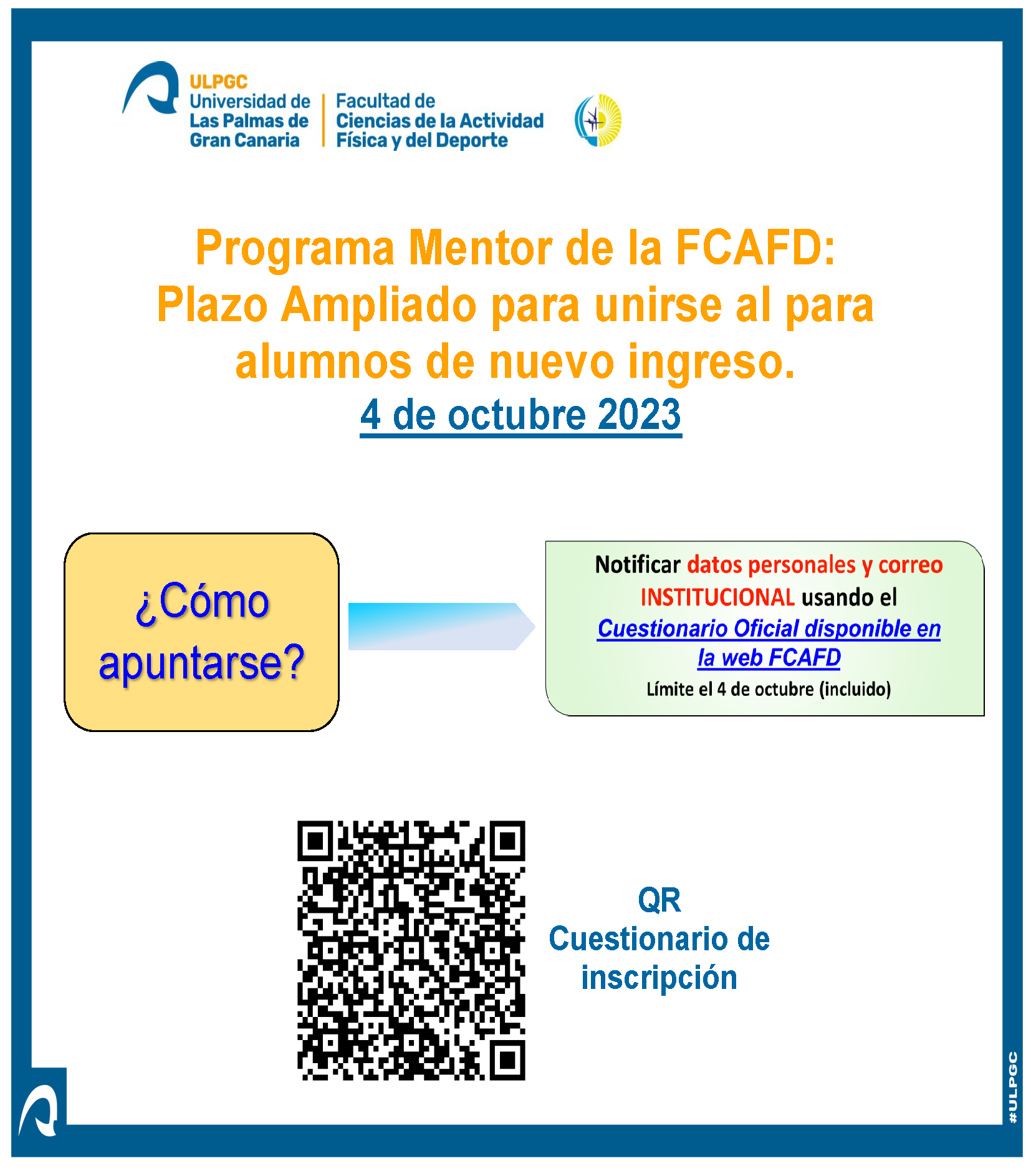 Programa mentor de la FCAFD: Plazo Ampliado para unirse al para alumnos de nuevo ingreso